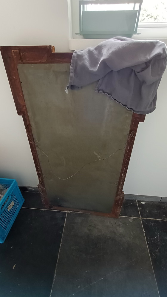 Image 1 of Miroir ancien art déco avec verre taillé