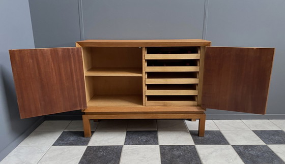 Image 1 of wood sideboard 2doors and drawers inside 1970s