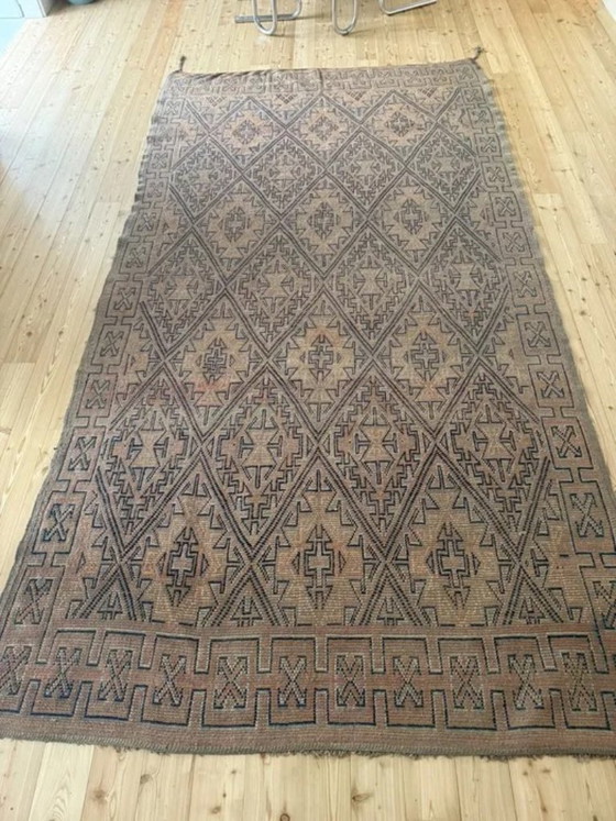 Großer, antiker marokkanischer Zunaya-Wollteppich – Wendbar – 196 × 366 cm – Teppiche & Läufer, Wool (photo 9 of 10)