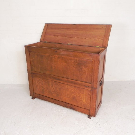 Pine school chart cabinet, architect's cabinet, map cabinet, 1930s, Storage cabinet, Wood, Brown (photo 4 of 25)