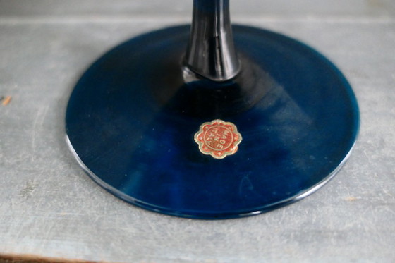 Vintage Empoli Turquoise Glass Vase on Base (photo 5 of 9)