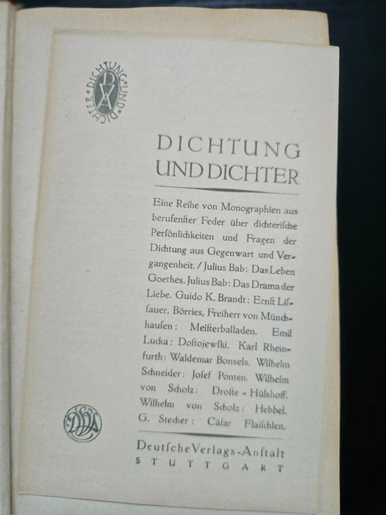 Antico set di due volumi "Schillers Werke" (circa 1910) – Dorso rosso-verde e stampa dorata (photo 14 of 17)