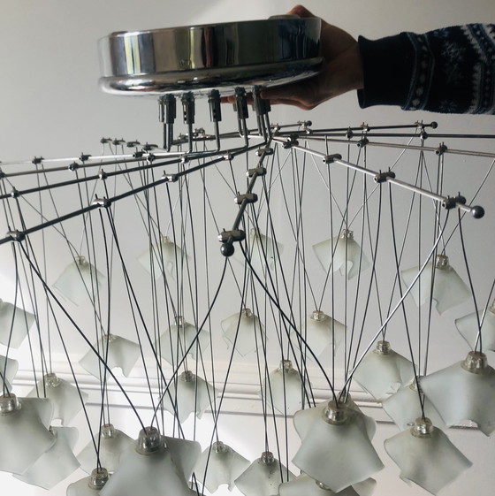 Image 1 of Lucciole cascade kroonluchter van MetalSpot, Italië, chroom en matglas