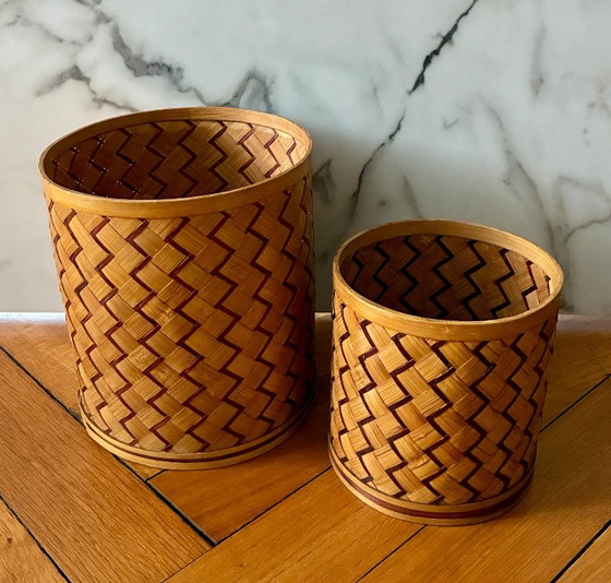 Kavel van 2 vintage bamboe Plantenbakken (photo 2 of 10)