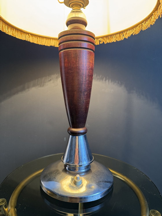Image 1 of Art Deco lamp in wood and chrome