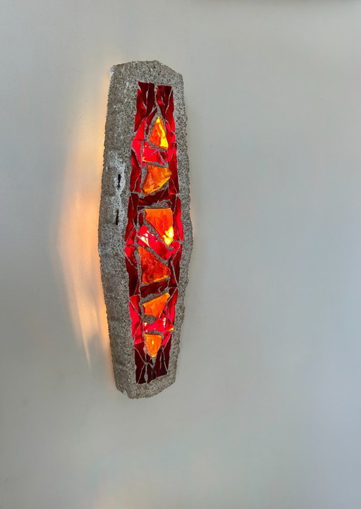 Applique da parete XL "in vetro colorato", vetro e cemento, Svezia, 1950