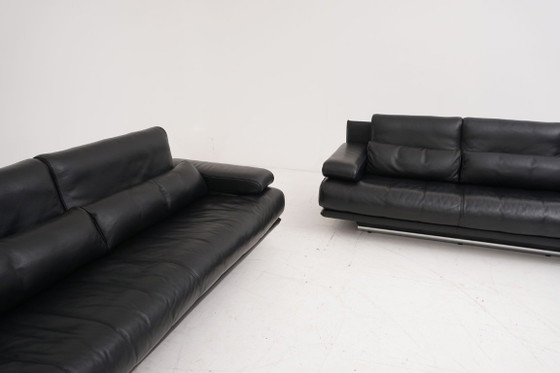 Image 1 of Rolf Benz 6500 Set Sofa Couch Three-seater Two-seater Leather Black