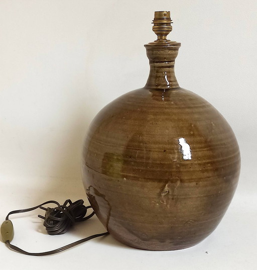 Enamelled Stoneware Lamp Signed Alain Magne 70s