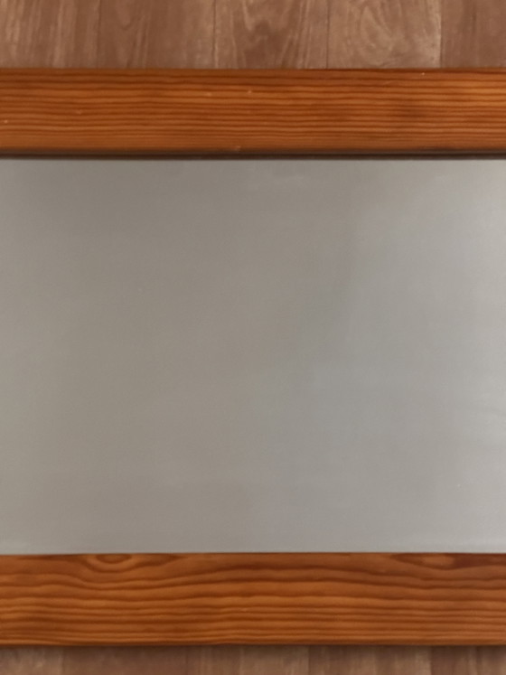 Espejo de pared octogonal grande de pino, década de 1970 – 103 × 40 cm – Wood, Glass (photo 10 of 13)