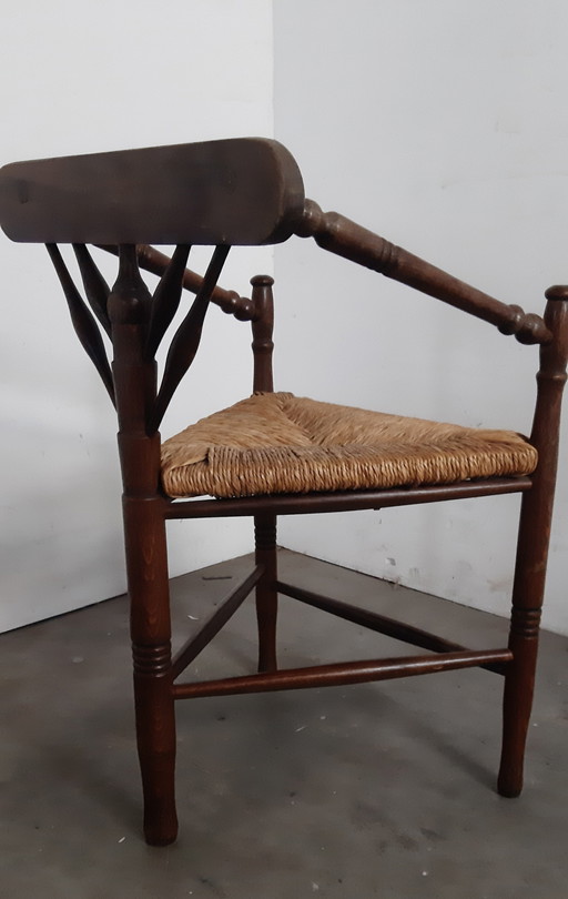 Antique knitting chair reed upholstery 1910