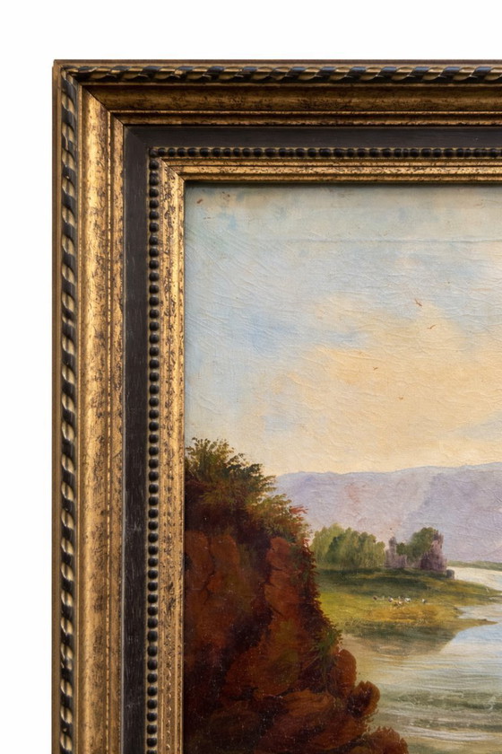 Image 1 of French school 19th century river landscape signed.