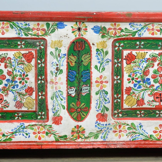 Cassapanca nuziale d'arte popolare, datata 1948 – Mobili contenitori, Iron, Wood, Vintage (photo 7 of 13)