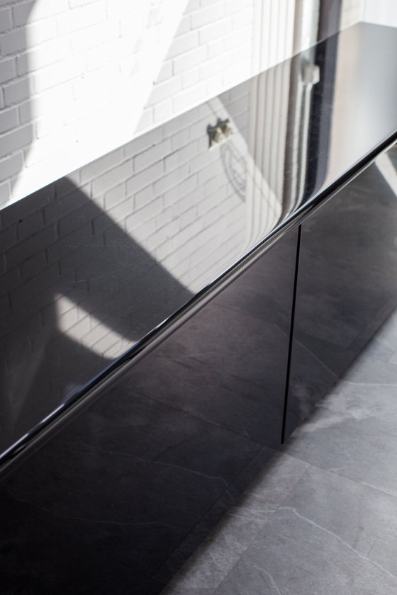 Image 1 of Sheraton Sideboard von Giotto Stoppino für Acerbis, schwarz lackiert, Italien, 1970er Jahre