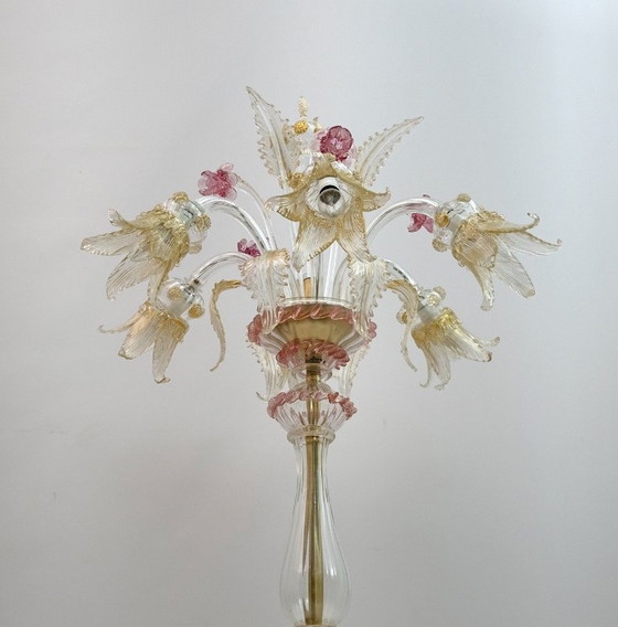 Image 1 of Lampadaire à 6 bras en verre de Murano soufflé Ca'Rezzonico, Italie, années 1950