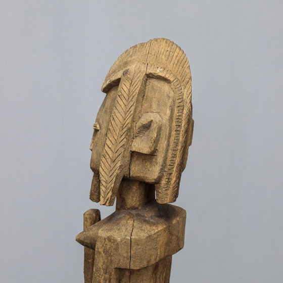 Image 1 of Escultura femenina estilo Dogon tallada a mano, África, década de 1970.