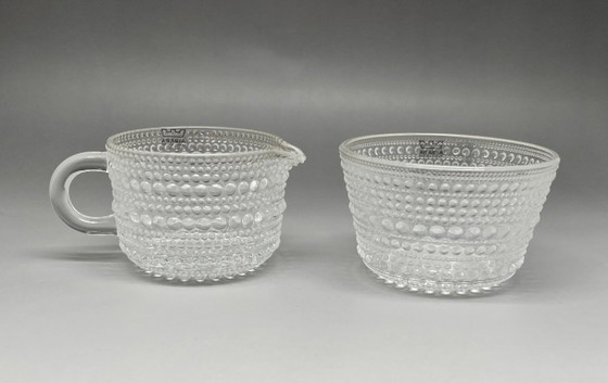 Image 1 of Arabia Nuutajärvi Kastehelmi Set zucchero e panna – Oiva Toikka – Finlandia – Scatola originale