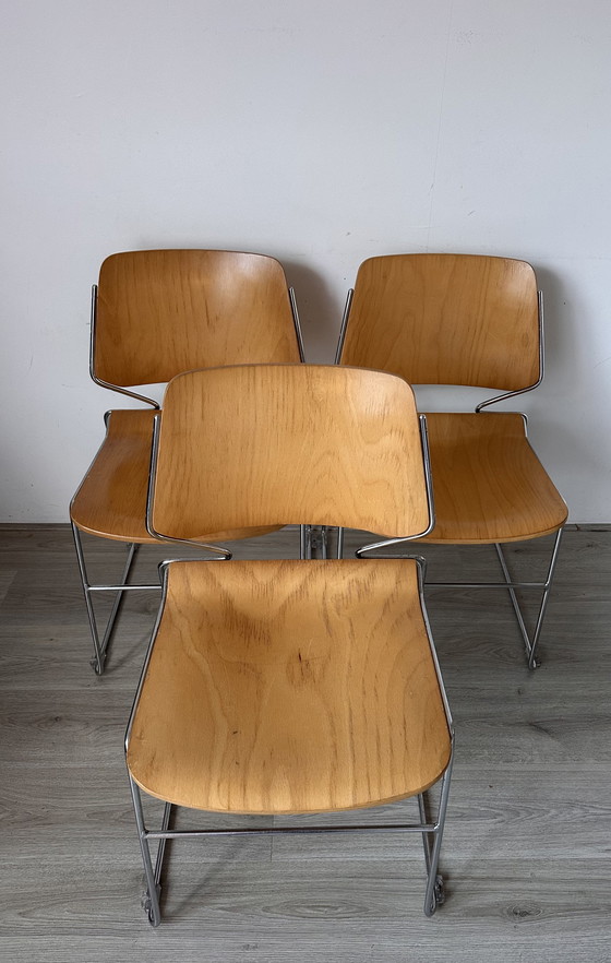Image 1 of 6x Matrix Krueger houten design stoelen