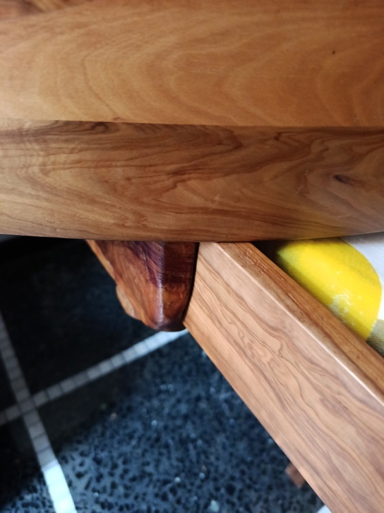 Image 1 of Half-moon olive table with container