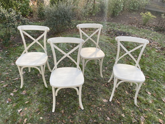 Image 1 of 4 houten crossback stoelen