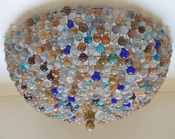 Image 1 of Grande lampe de plafond en verre de Murano en forme de grappe de raisin (37 cm).
