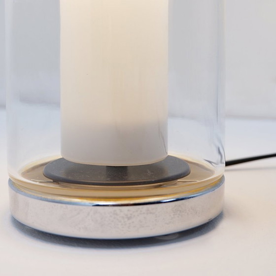 Image 1 of  Lampada da tavolo Peill & Putzler in vetro bianco e cromo, 1970