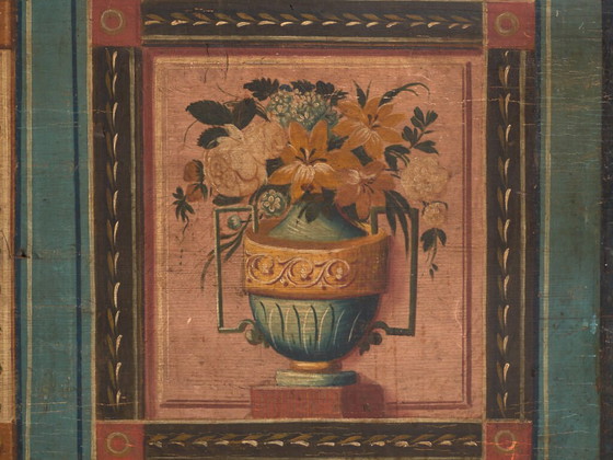 Cassapanca nuziale antica dipinta in pino – Impero Austro-Ungarico, 1841 – Armadi contenitori, Bronze (photo 10 of 40)