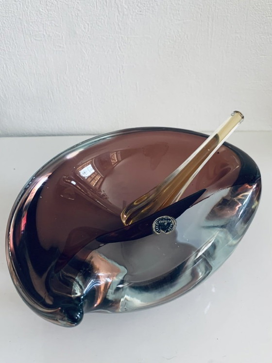 Image 1 of Cenicero para puros de mediados de siglo, de cristal de Murano Summerso, con mortero, años 60