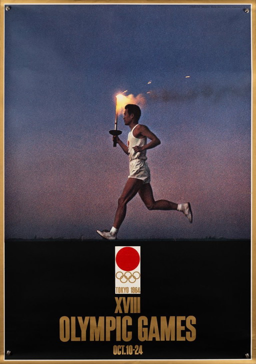 Olympische Spelen van Tokio 1964, XVIII – Originele vintage Olympische poster van Yusaku Kamekura – Mid-Century Modern – 104