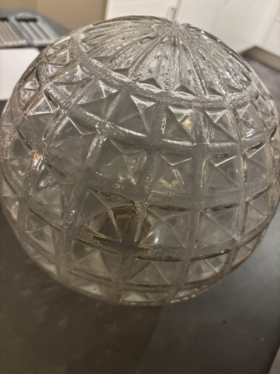 Image 1 of Vintage Glazen Bol Lampenkap 25cm (Met Poot)