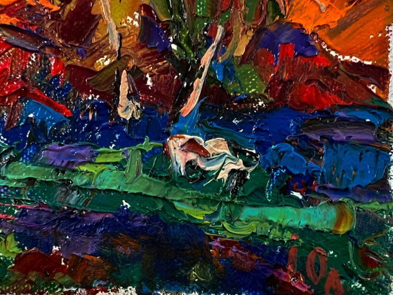 Original Oil Painting Autumn Nature Landscape Evening Forest – Paintings & Drawings, Canvas (photo 5 of 8)
