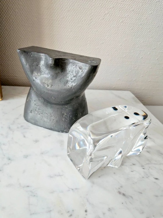 Image 1 of Sculpture Anthropomorphe Monumentale Visage Hybride Cristal Massif Métal Brut 11kg Design Moderniste Brutaliste 2de Moitié XXe