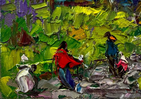 Original Oil Painting Colorful Trees Landscape City Summer Park – Paintings & Drawings, Canvas (photo 6 of 8)
