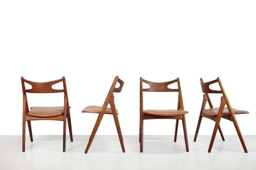 Satz von 4 Eichenholzstühlen, Modell Hans Wegner Sawbuck CH29, hergestellt von Carl Hansen and Son (photo 2 of 7)