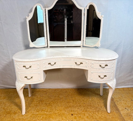 Vintage Franse Olympus kaptafel in Louis XV-stijl met drievoudige spiegel – jaren 1950-1960 – Glass (photo 5 of 10)