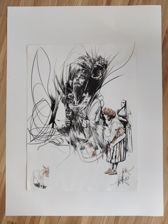 Image 1 of Raymond Moretti, Litografía, El Señor de la Mancha y Pancho