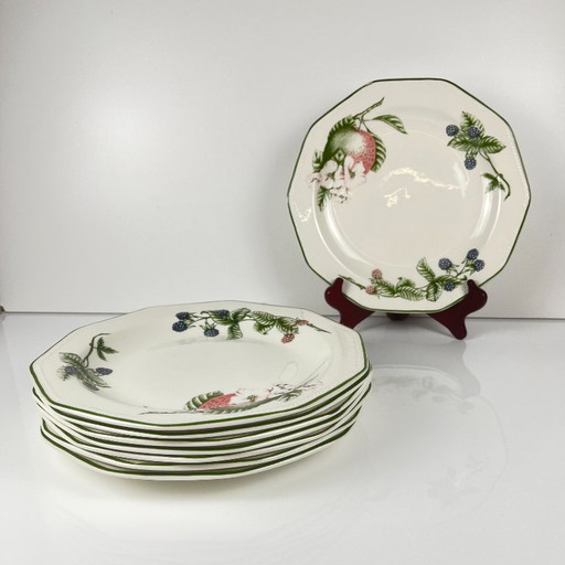 Set van 8 Churchill dinerborden, "Victorian Orchard" patroon, Staffordshire, Engeland