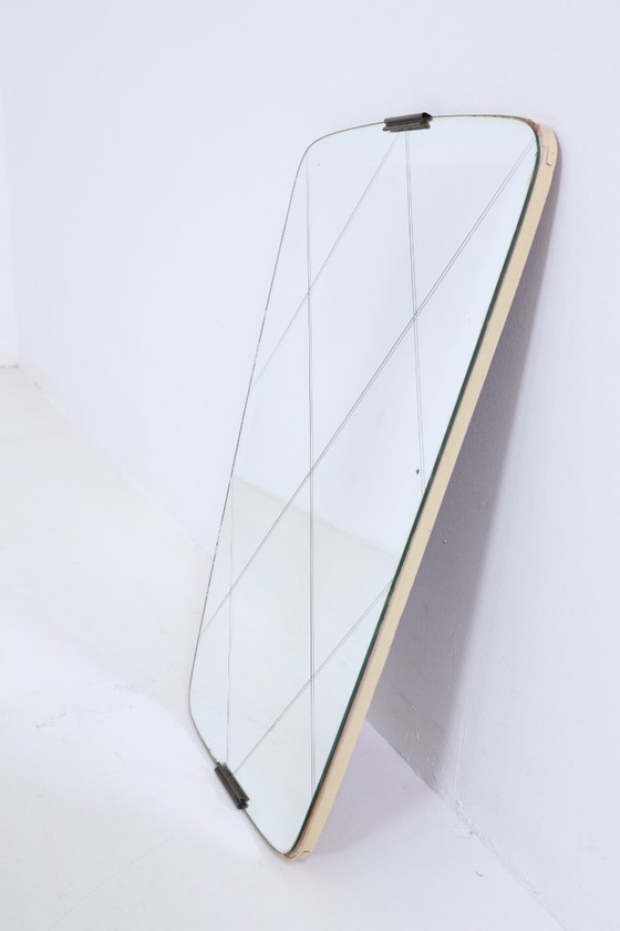 Image 1 of Specchio d'epoca anni '60 | Specchio da appendere di metà secolo Specchio di legno retrò inclinato Vintage #05-95