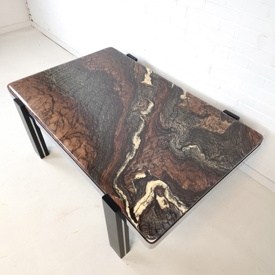 Image 1 of Vintage salontafel Cipollino marmer brutalist jaren 70