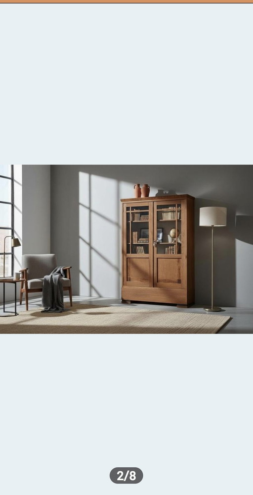 Antiker Art-Deco-Schrank mit Bücherregal