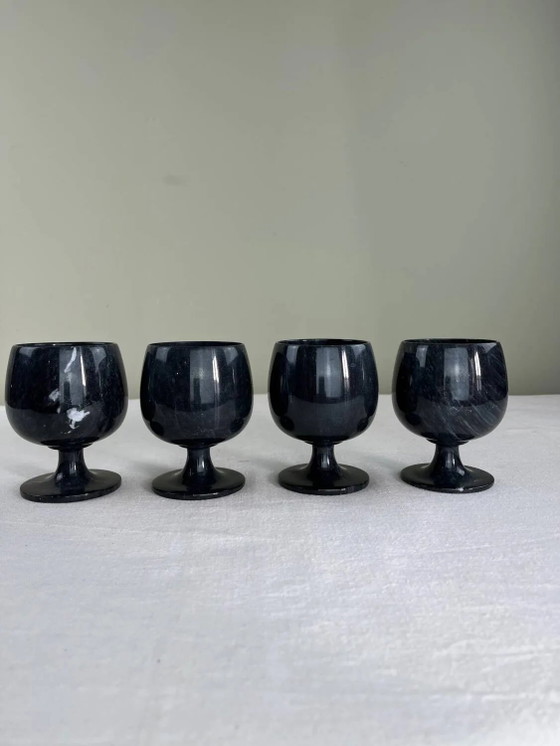 Zwarte marmeren vazen – Glazen & Karaffen, Marble, Vintage (photo 8 of 8)