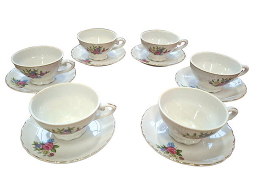 Set aus 6 sammelwürdigen japanischen Vintage-Porzellan-Teetassen – 1950er Jahre
