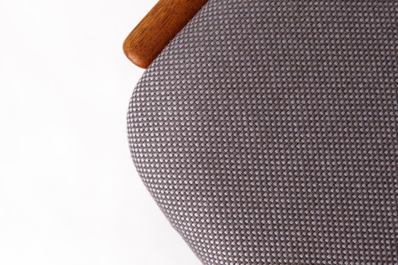Image 1 of Unique Danish Armchair – 1960s/1970s Teak Vintage Desk or Dining Chair, Grey Upholstery, Mid Century Modern