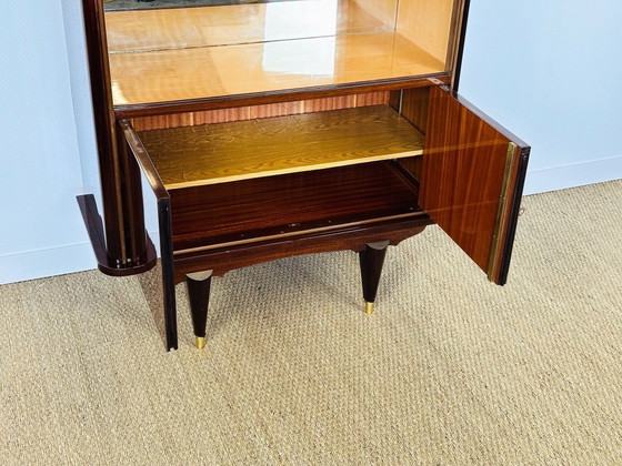 Image 1 of Art Deco vitrinekast van Macassar ebbenhout, 1950