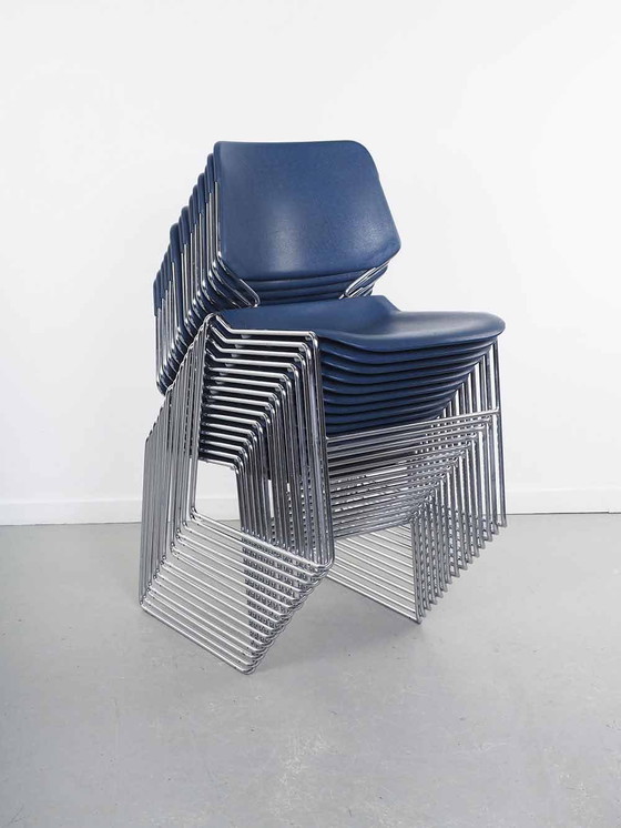 Image 1 of Set Of 4 Blue Matrix Chairs - T. Tolleson - Matrix Krueger
