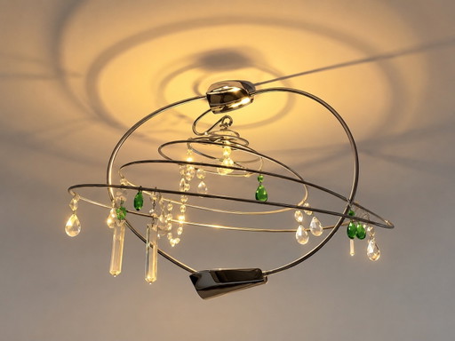 Artemide design plafondlamp – chroom & kristal – jaren ’90
