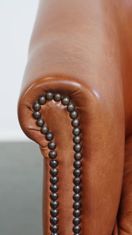 Image 1 of Sedia da club in stile inglese in pelle di manzo color cognac chiaro