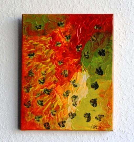 On the Run, acrylic painting on canvas, signed