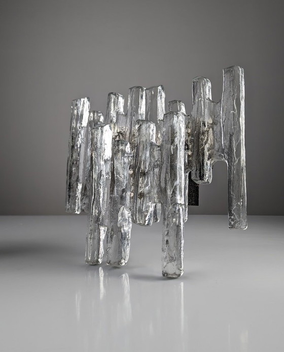 Image 1 of 2X Ice Crystal Sconces By Kalmar 1970S