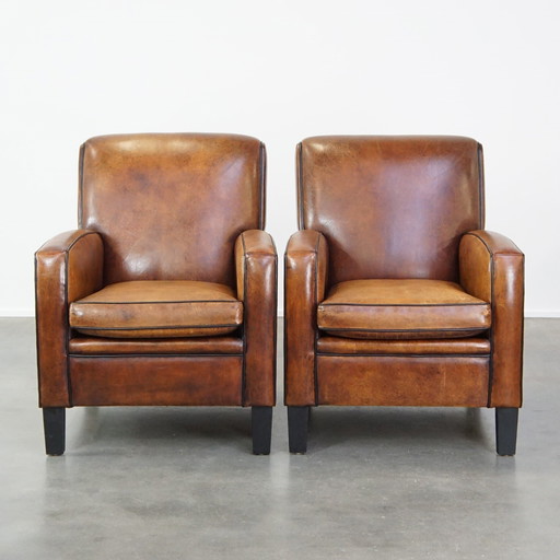 2 X Armchair Gemaakt Van Schapenleer 