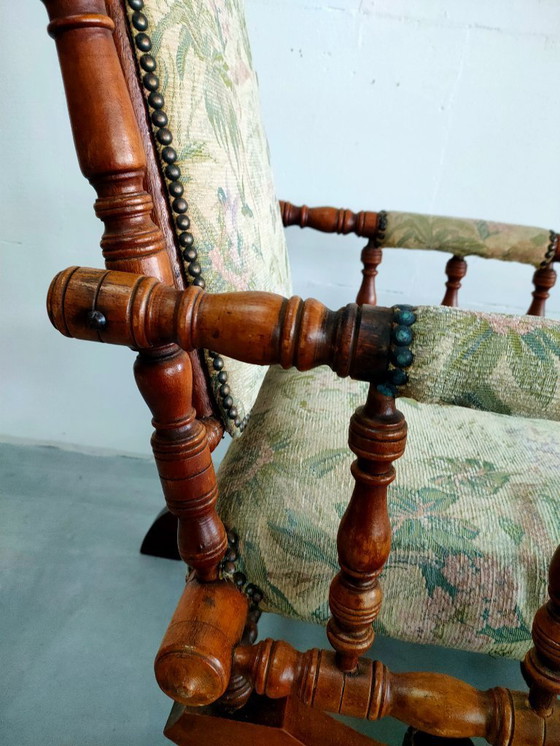 Image 1 of Sedia a dondolo antica vintage con meccanismo a bobina